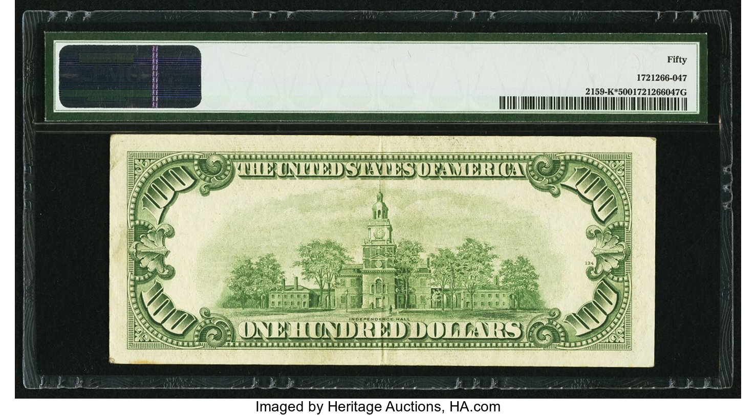 image for: Fr. 2159-K* $100 1950B Federal Reserve Star Note. PMG About Uncirculated 50....