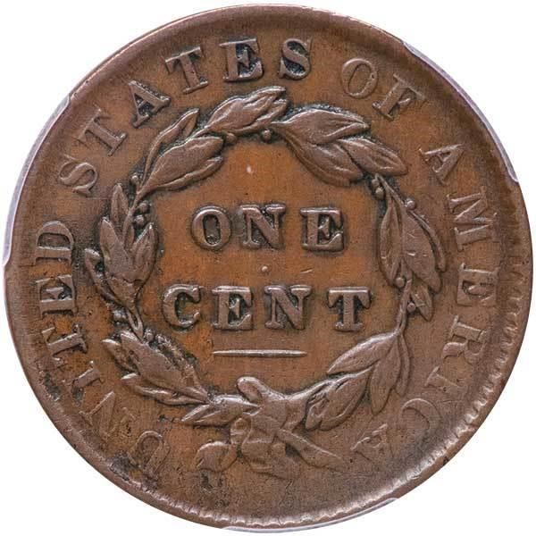 image for: L1C 1834 N-5. LG 8, LG ST, MED LETTERS.  PCGS VF35