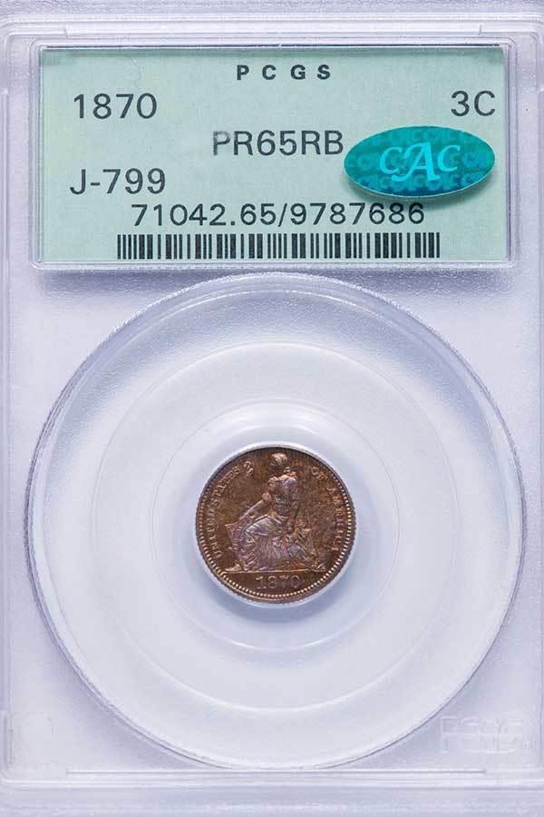 image for: 3C 1870 J-799. PCGS PR65 RB CAC