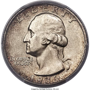 image for: 1936 25C Doubled Die Obverse, FS-101, MS66 PCGS....