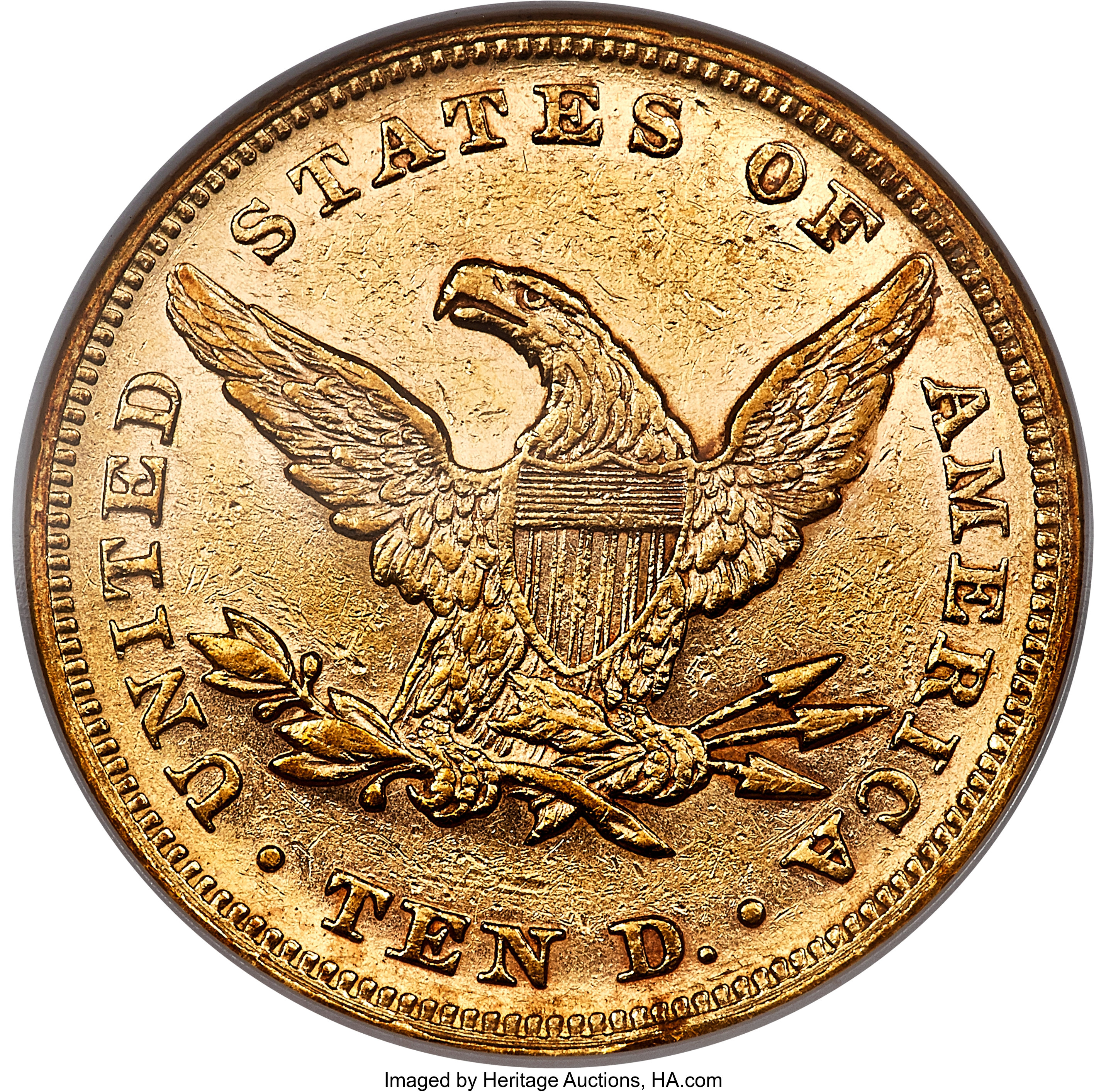 image for: 1865 $10 AU50 NGC....