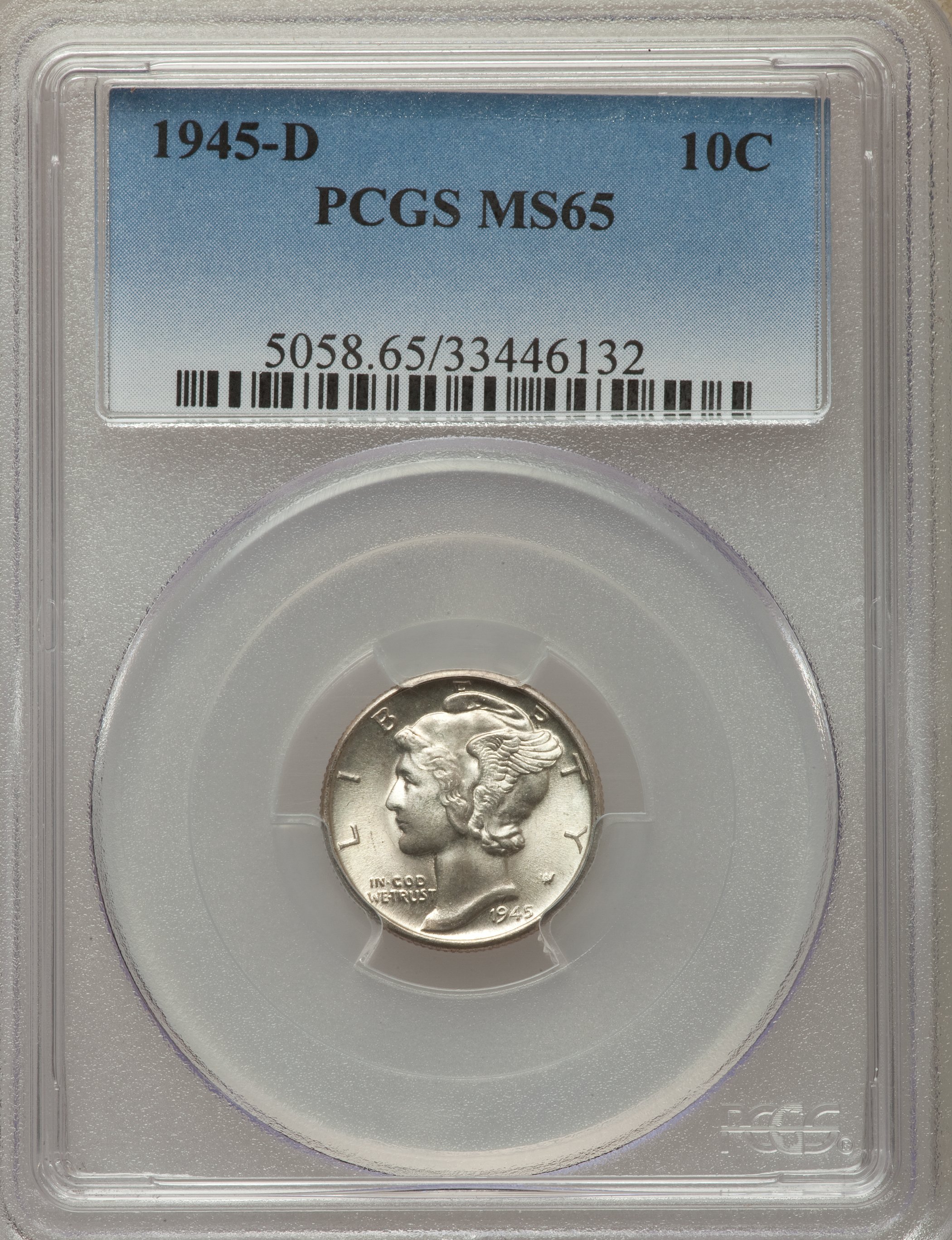 (5)1945-D 10C MS65 PCGS. PCGS Population: (2255/3225). NGC Census: (1654/3213). CDN: $19 Whsle. Bid for problem-free NGC/PC... (Total: 5 item)