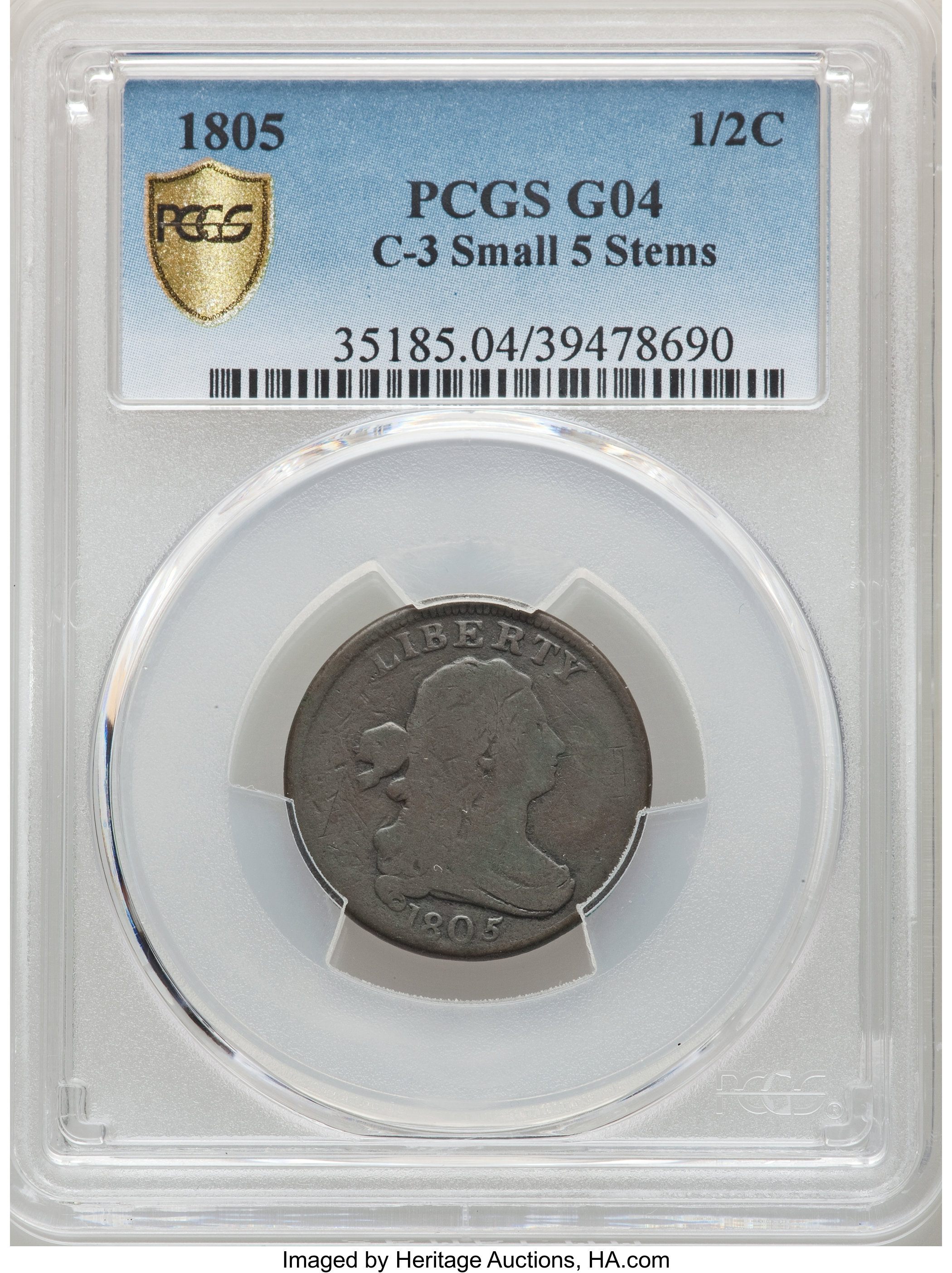 1805 1/2c Small 5, Stems, C-3 MS BN G4 BN thumbnail 4