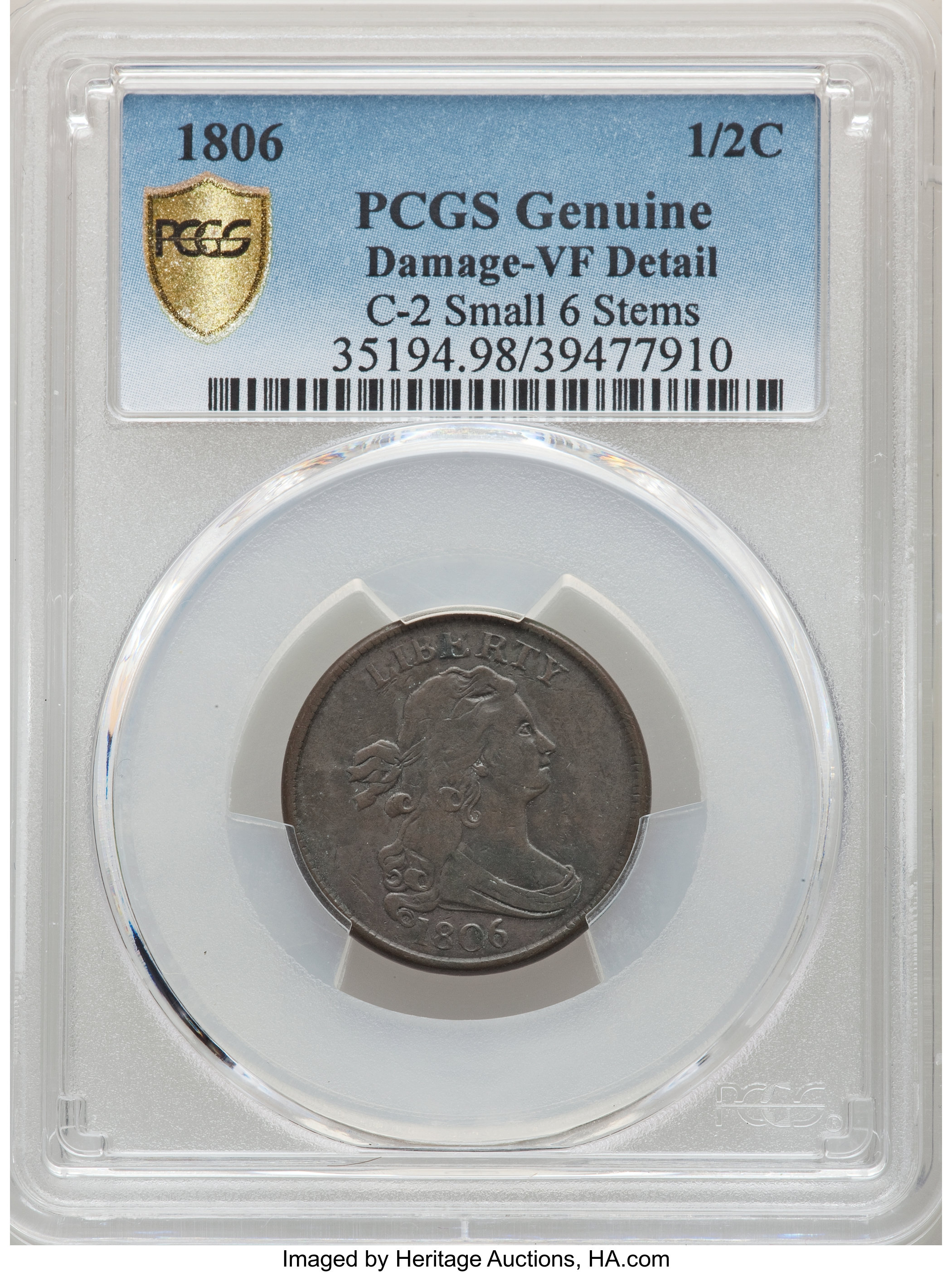 1806 1/2c Small 6, Stems, C-2 MS BN F15 BN thumbnail 10