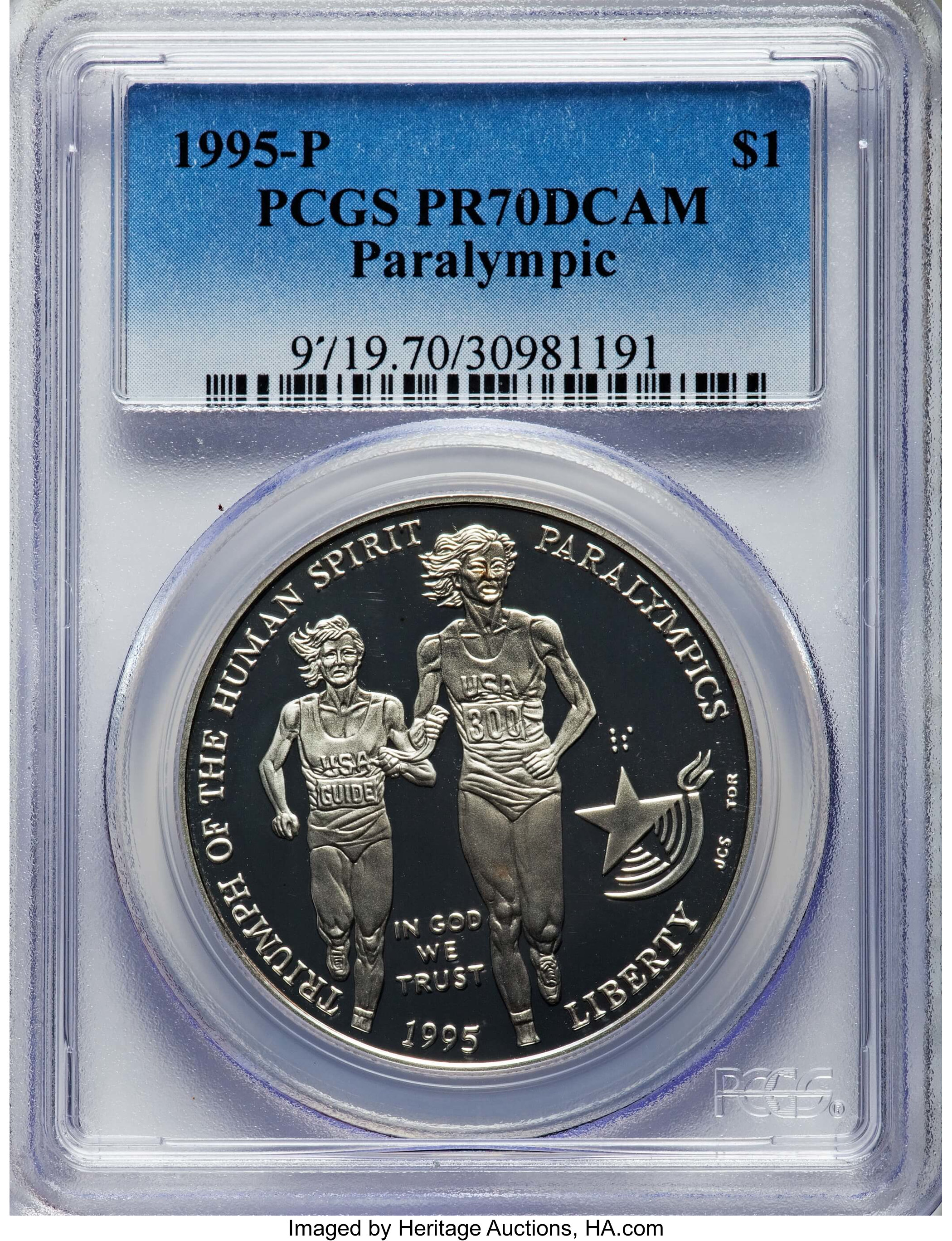 1995-P $1 Paralympics Silver Dollar PR70 Deep Cameo PCGS. PCGS Population: (113). NGC Census: (45)....