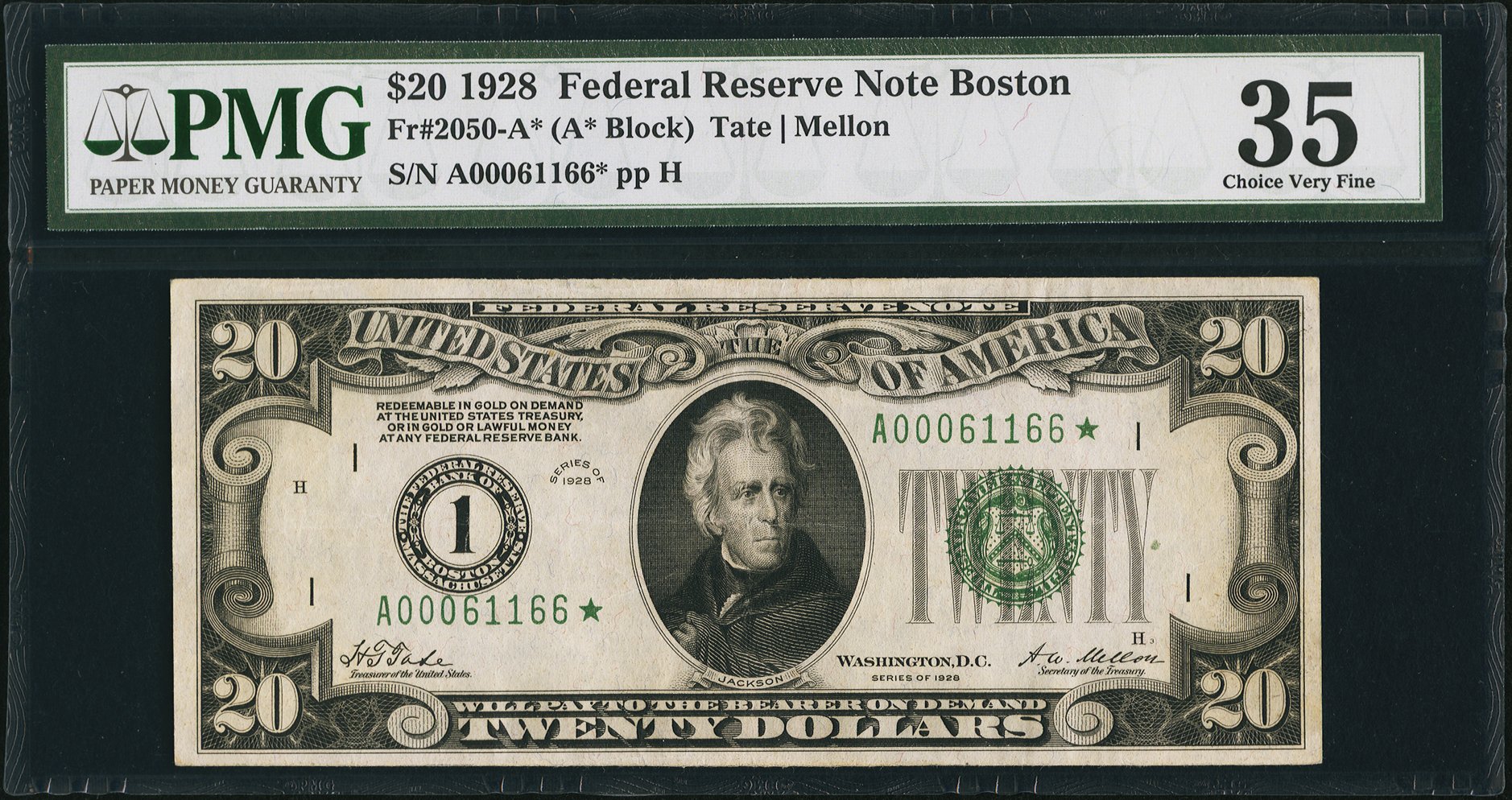 image for: Fr. 2050-A* $20 1928 Federal Reserve Star Note. PMG Choice Very Fine 35....