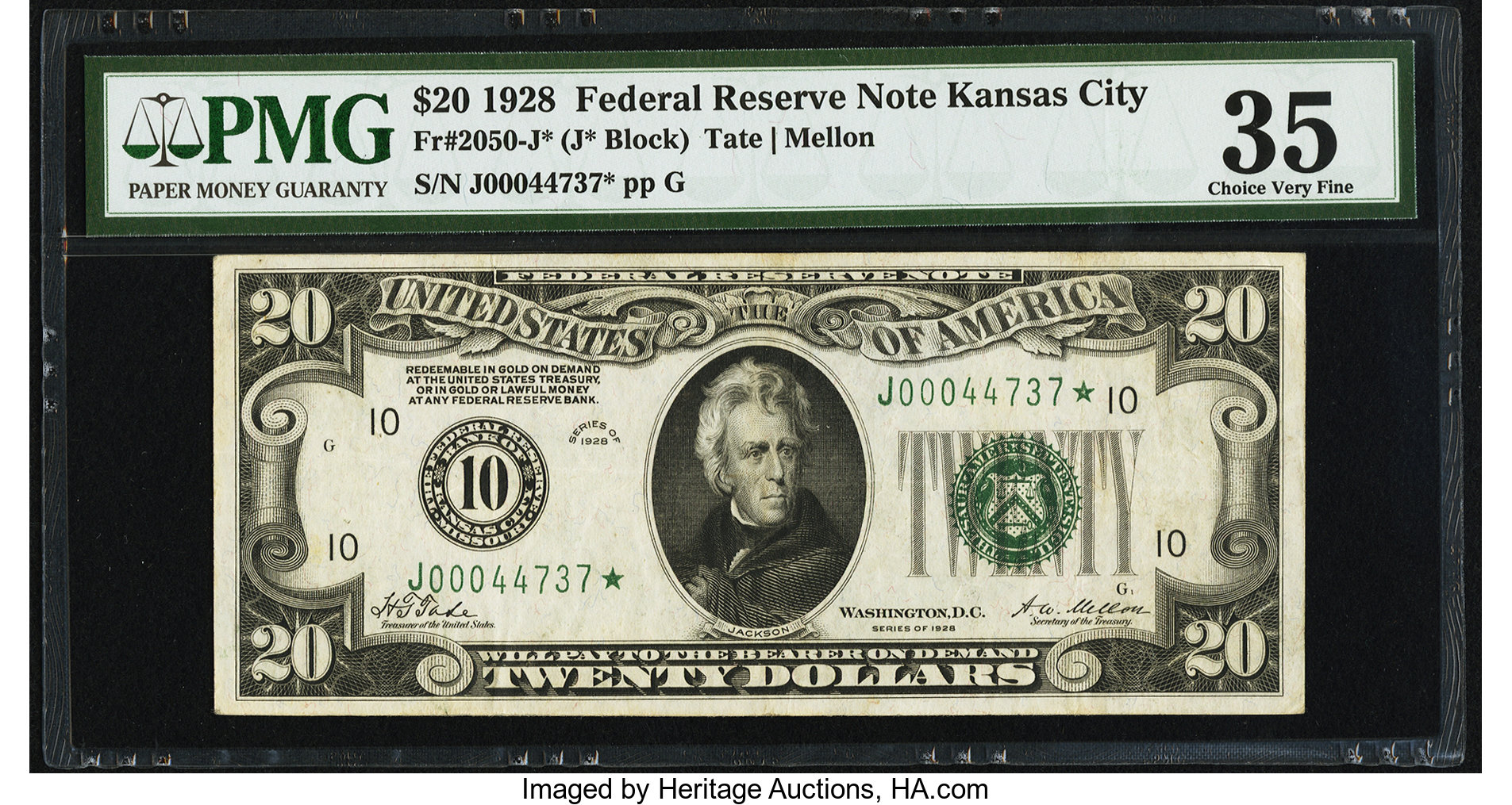 image for: Fr. 2050-J* $20 1928 Federal Reserve Note. PMG Choice Very Fine 35....