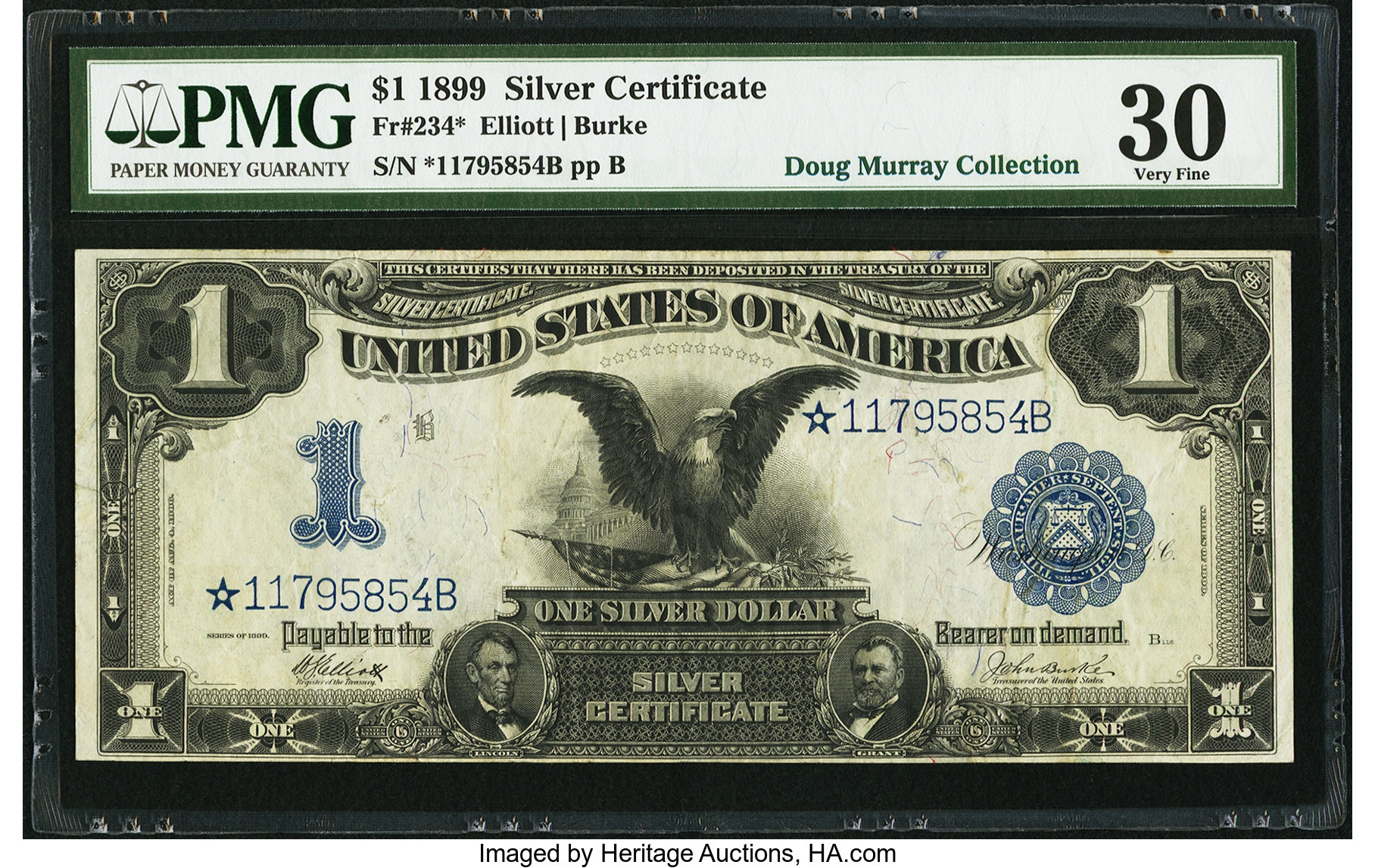 Fr. 234* $1 1899 Silver Certificate PMG Very Fine 30. ...