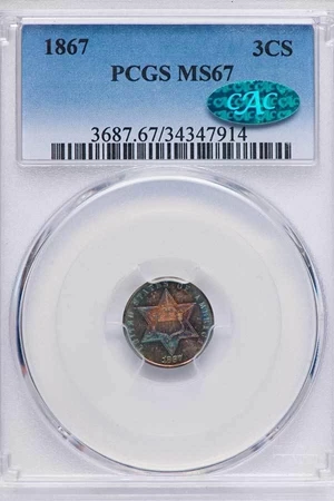 image for: 3CS 1867 PCGS MS67 CAC