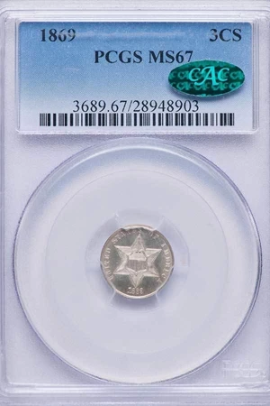 image for: 3CS 1869 PCGS MS67 CAC