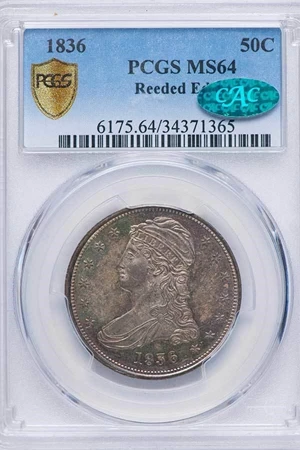 image for: 50C 1836 REEDED EDGE. PCGS MS64 CAC