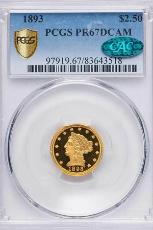 image for: $2.50 1893 PCGS PR67 DCAM CAC