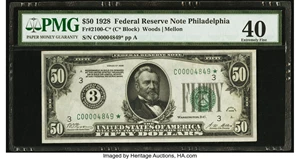 image for: Fr. 2100-C* $50 1928 Federal Reserve Note. PMG Extremely Fine 40....