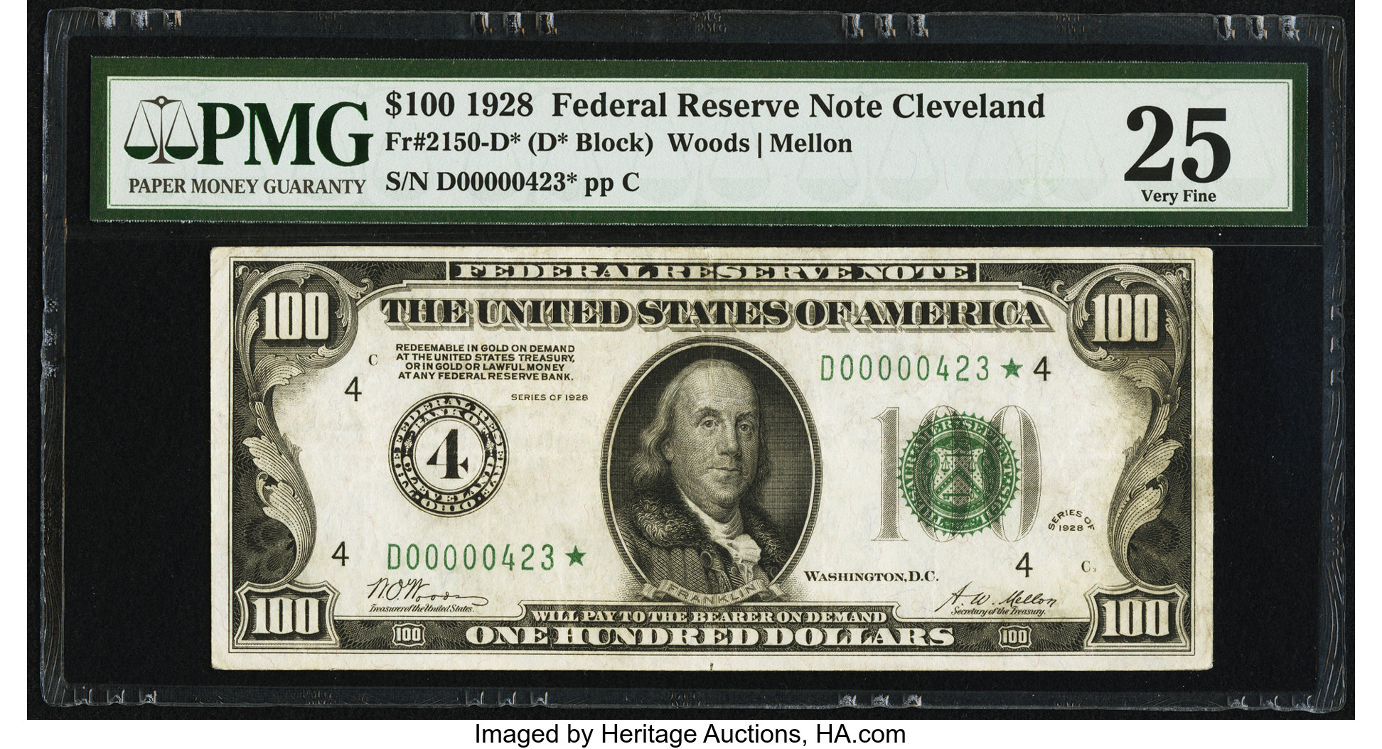image for: Fr. 2150-D* $100 1928 Federal Reserve Note. PMG Very Fine 25....