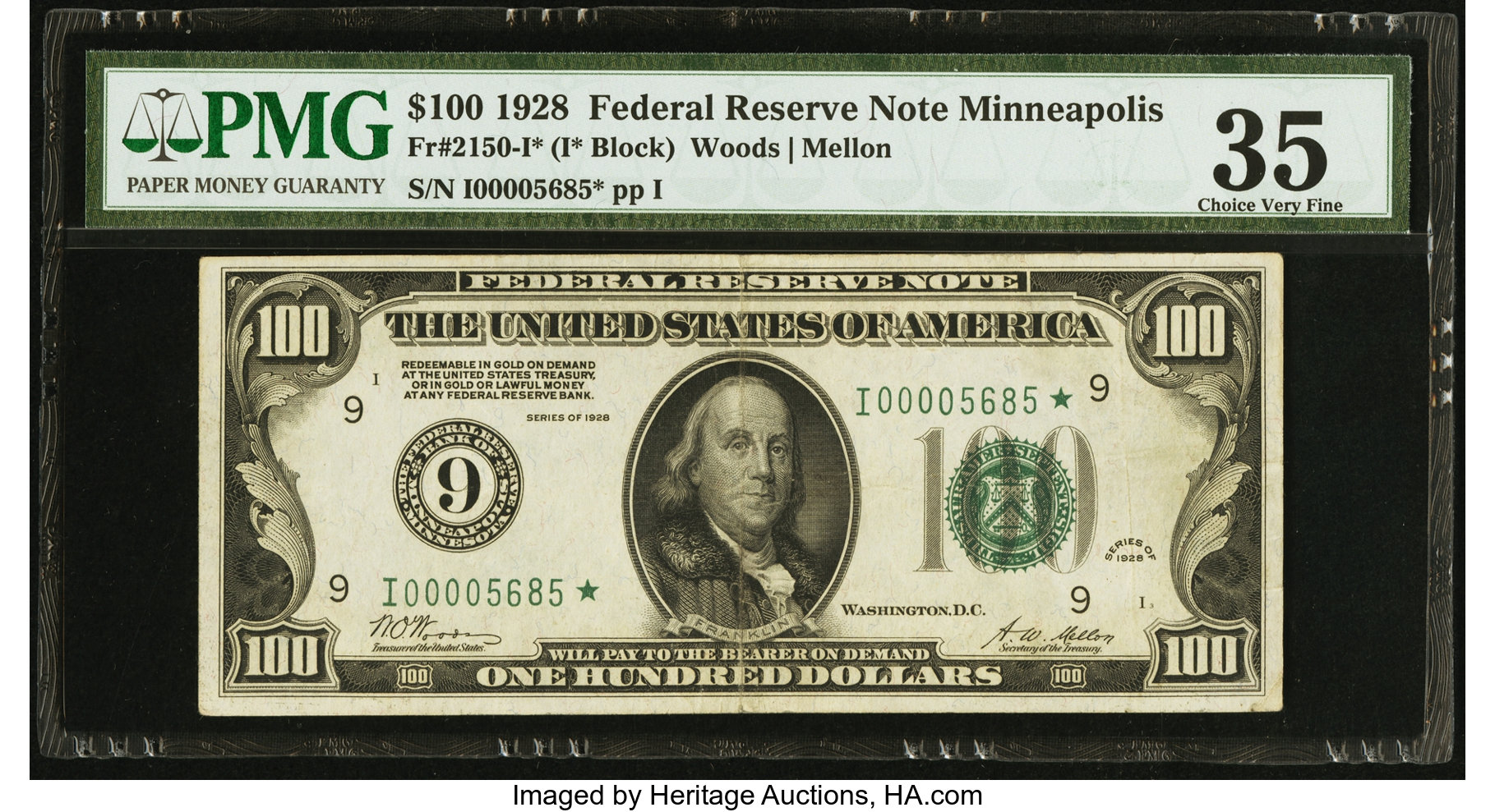 image for: Fr. 2150-I* $100 1928 Federal Reserve Note. PMG Choice Very Fine 35....