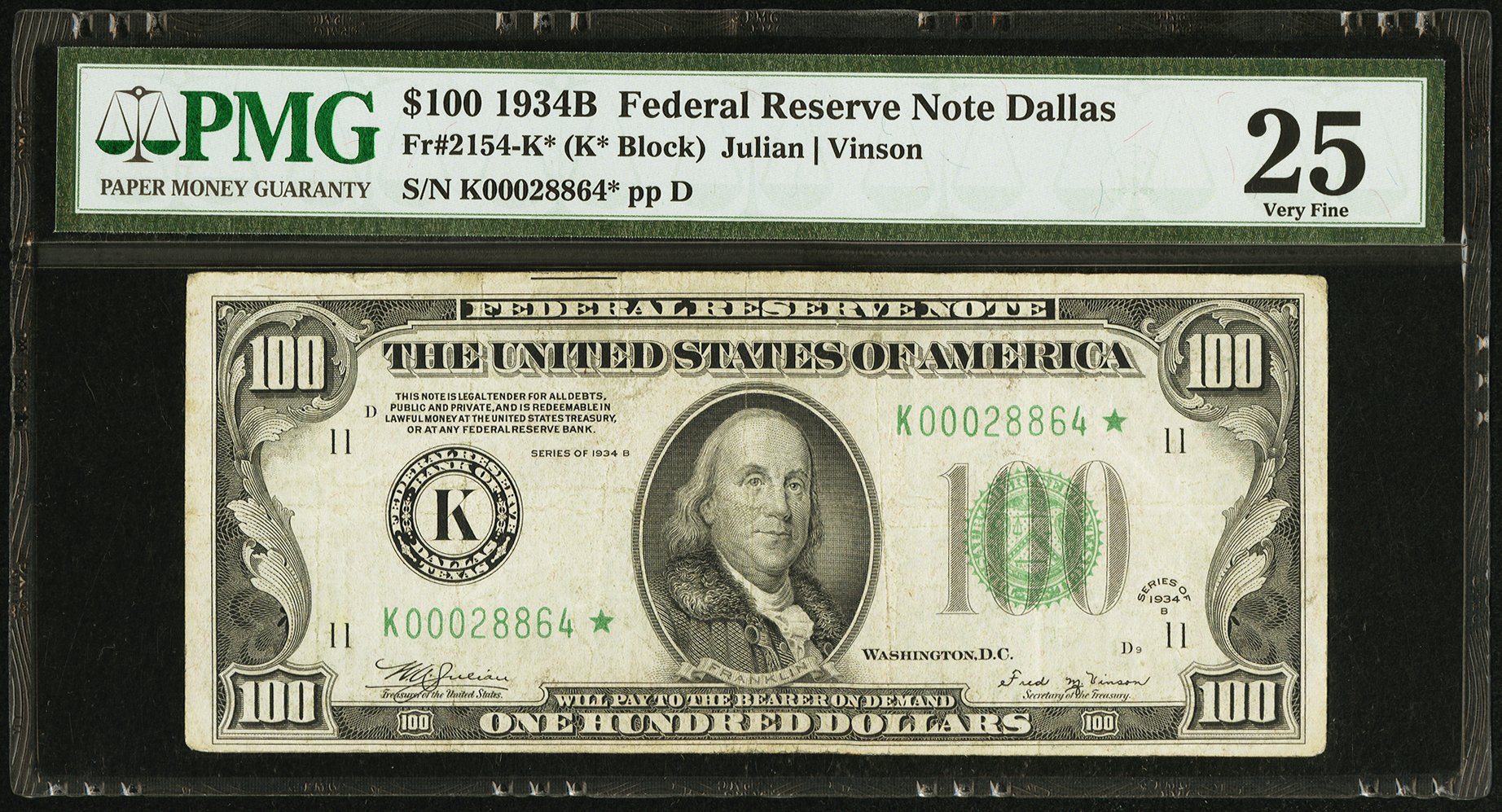 image for: Fr. 2154-K* $100 1934B Mule Federal Reserve Note. PMG Very Fine 25....