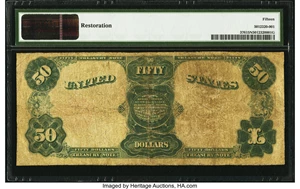 image for: Fr. 376 $50 1891 Treasury Note PMG Choice Fine 15 Net....