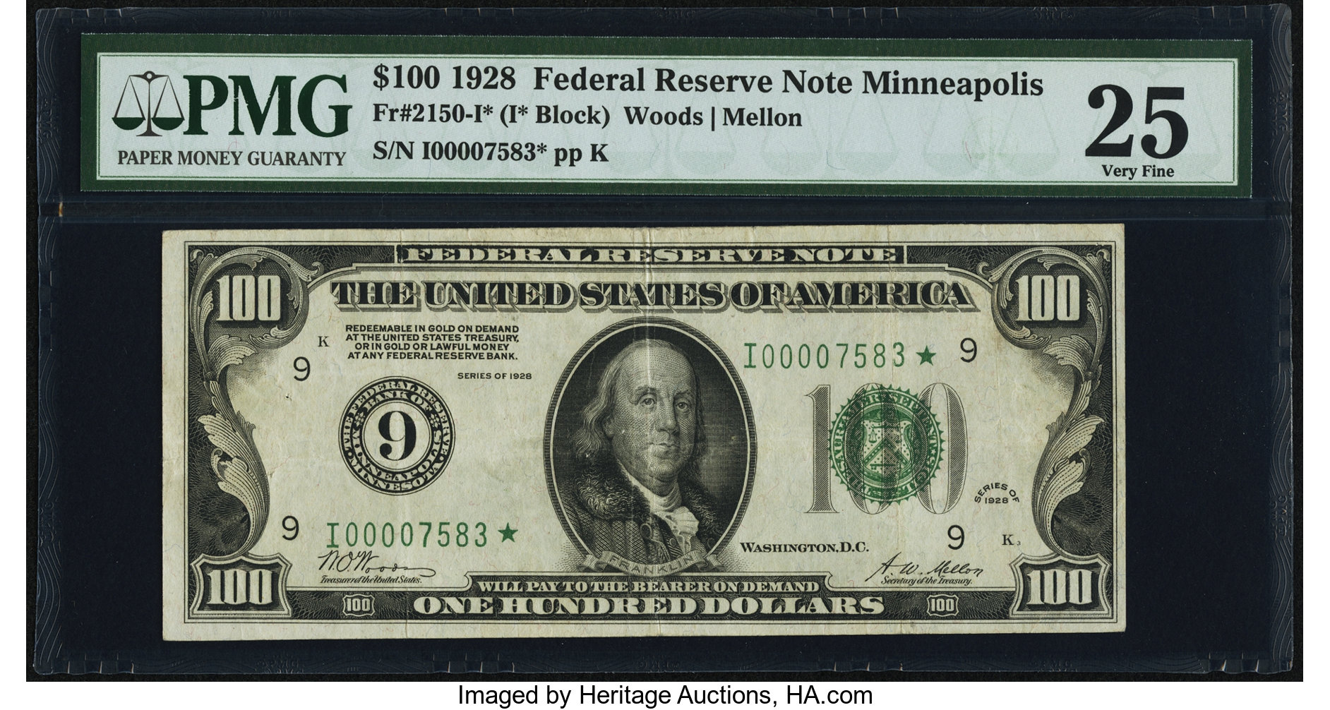 image for: Fr. 2150-I* $100 1928 Federal Reserve Note. PMG Very Fine 25....