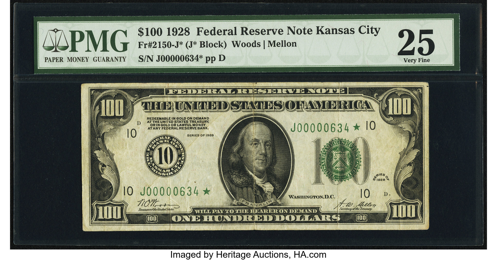 image for: Fr. 2150-J* $100 1928 Federal Reserve Note. PMG Very Fine 25....