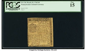 image for: Pennsylvania March 10, 1769 6d PCGS Fine 15....
