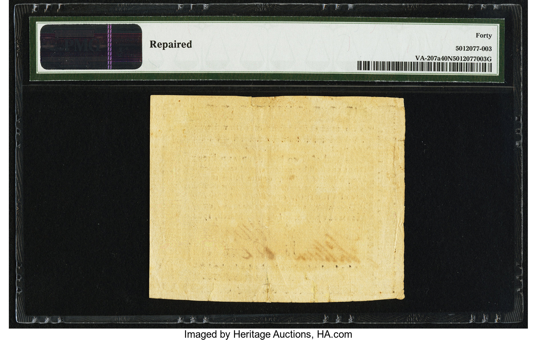 image for: Virginia March 1, 1781 $250 printed on thin laid paper PMG Extremely Fine 40 Net....