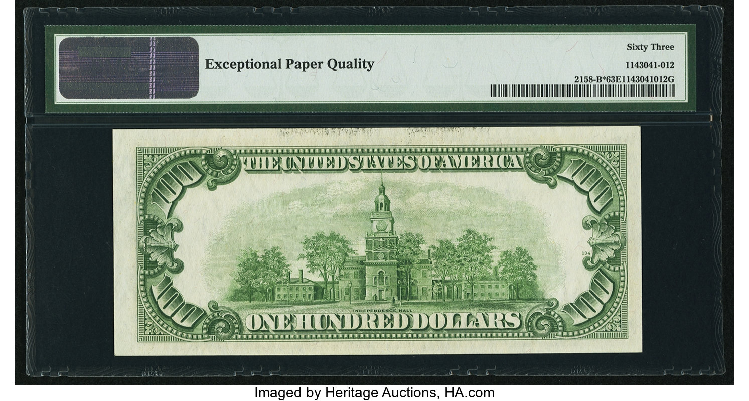 image for: Fr. 2158-B* $100 1950A Federal Reserve Star Note. PMG Choice Uncirculated 63 EPQ....