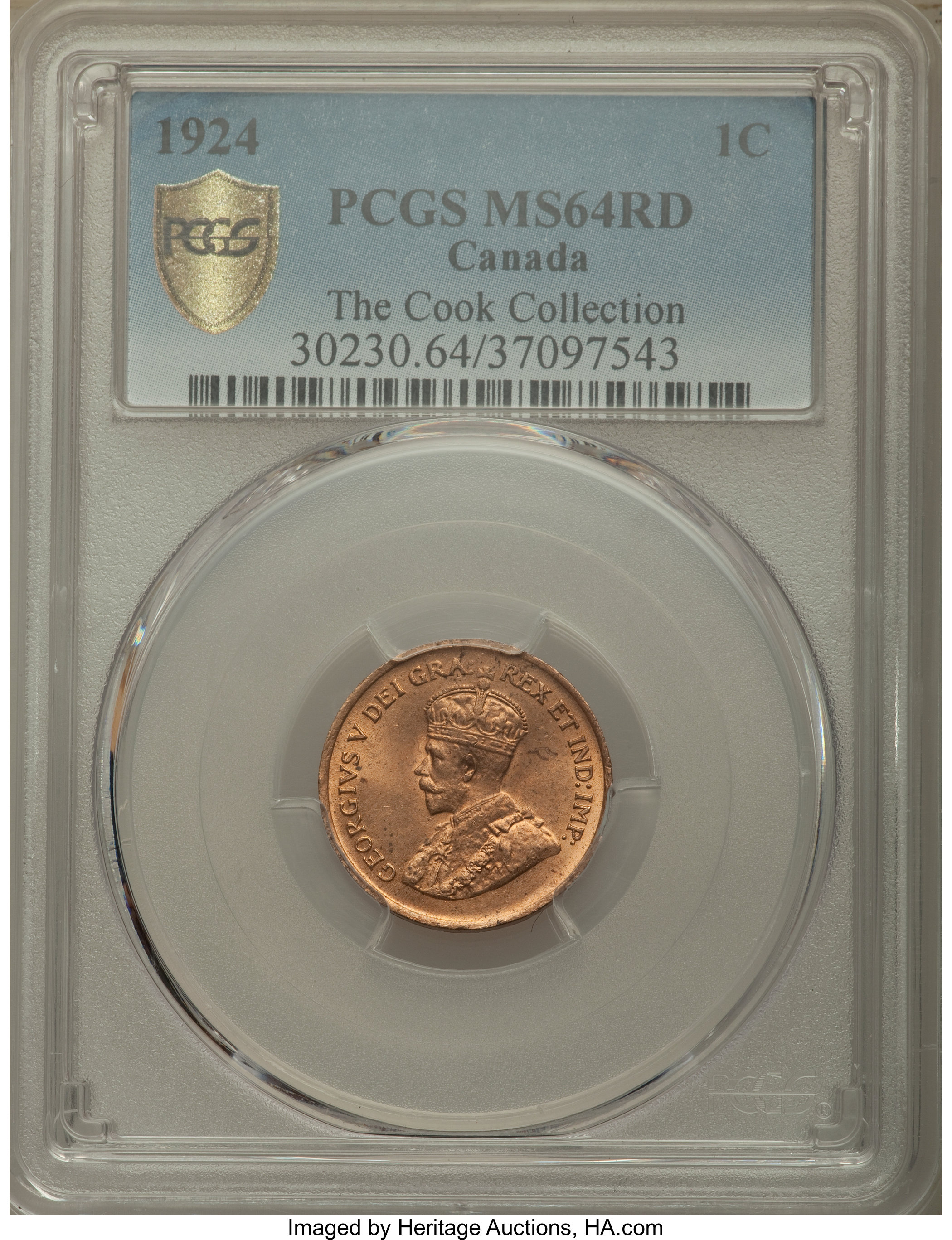 image for: George V Cent 1924 MS64 Red PCGS
