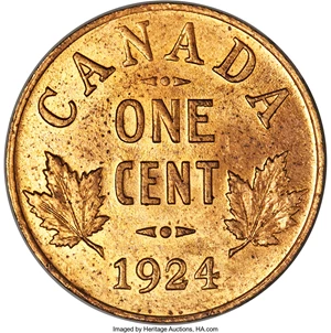 image for: George V Cent 1924 MS64 Red PCGS