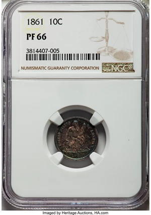 image for: 1861 10C PR66 NGC....