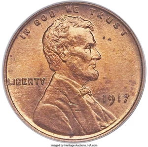 image for: 1917 1C Doubled Die Obverse MS64 Red and Brown PCGS....