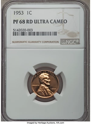 image for: 1953 1C PR68 Red Ultra Cameo NGC....