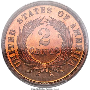 image for: 1868 2C PR67+ Red and Brown PCGS Secure....