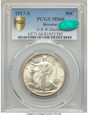 image for: 1917-S 50C Reverse MS66 PCGS Secure. CAC....