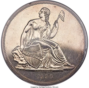 image for: 1836 P$1 Name on Base, Judd-60 Original, Pollock-65, R.5, PR61 PCGS. CAC....
