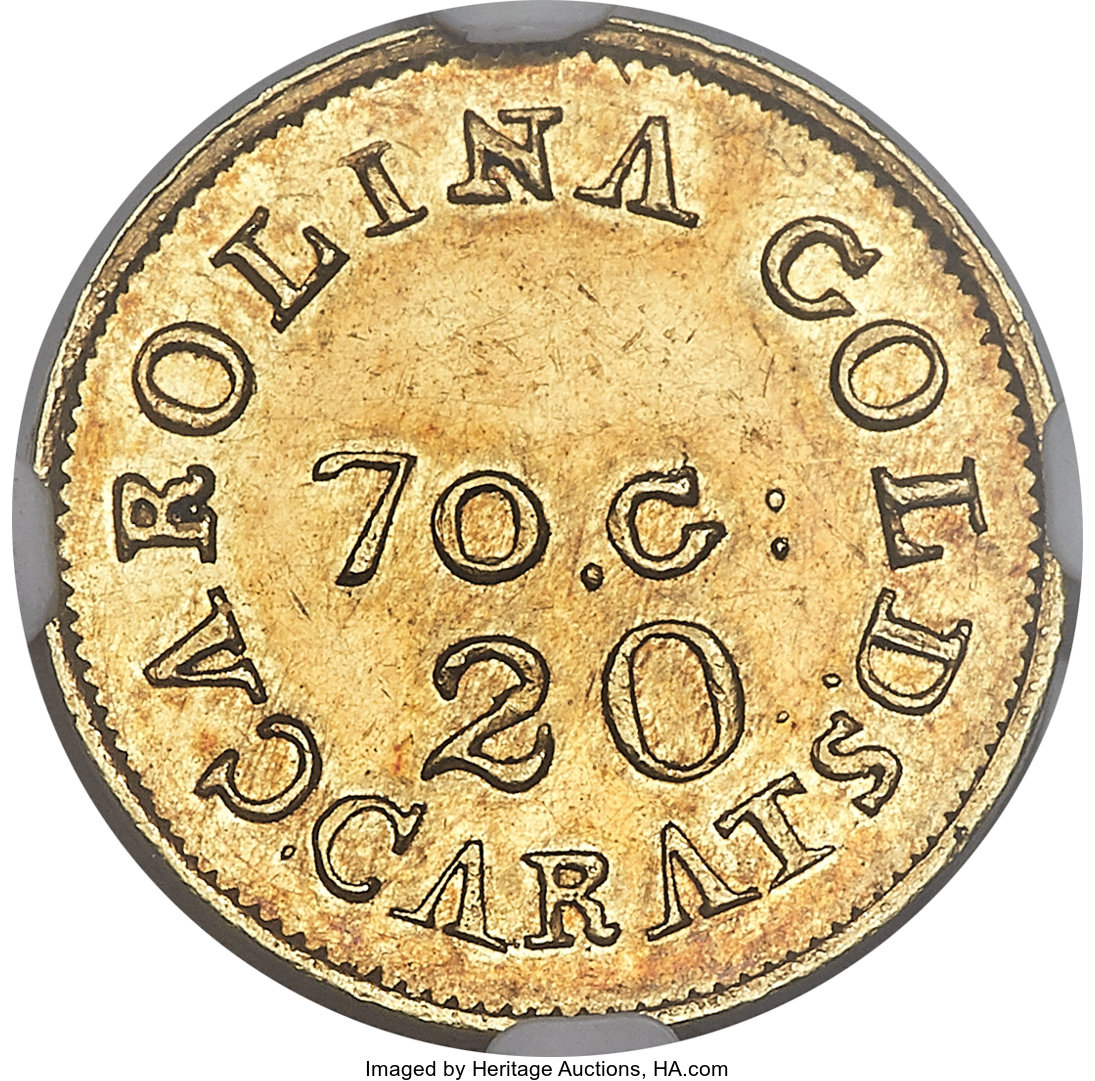 image for: 1837-42 $2 1/2 C. Bechtler Quarter Eagle, 70G., 20 CARATS MS62 NGC. CAC. K-13, R.6....