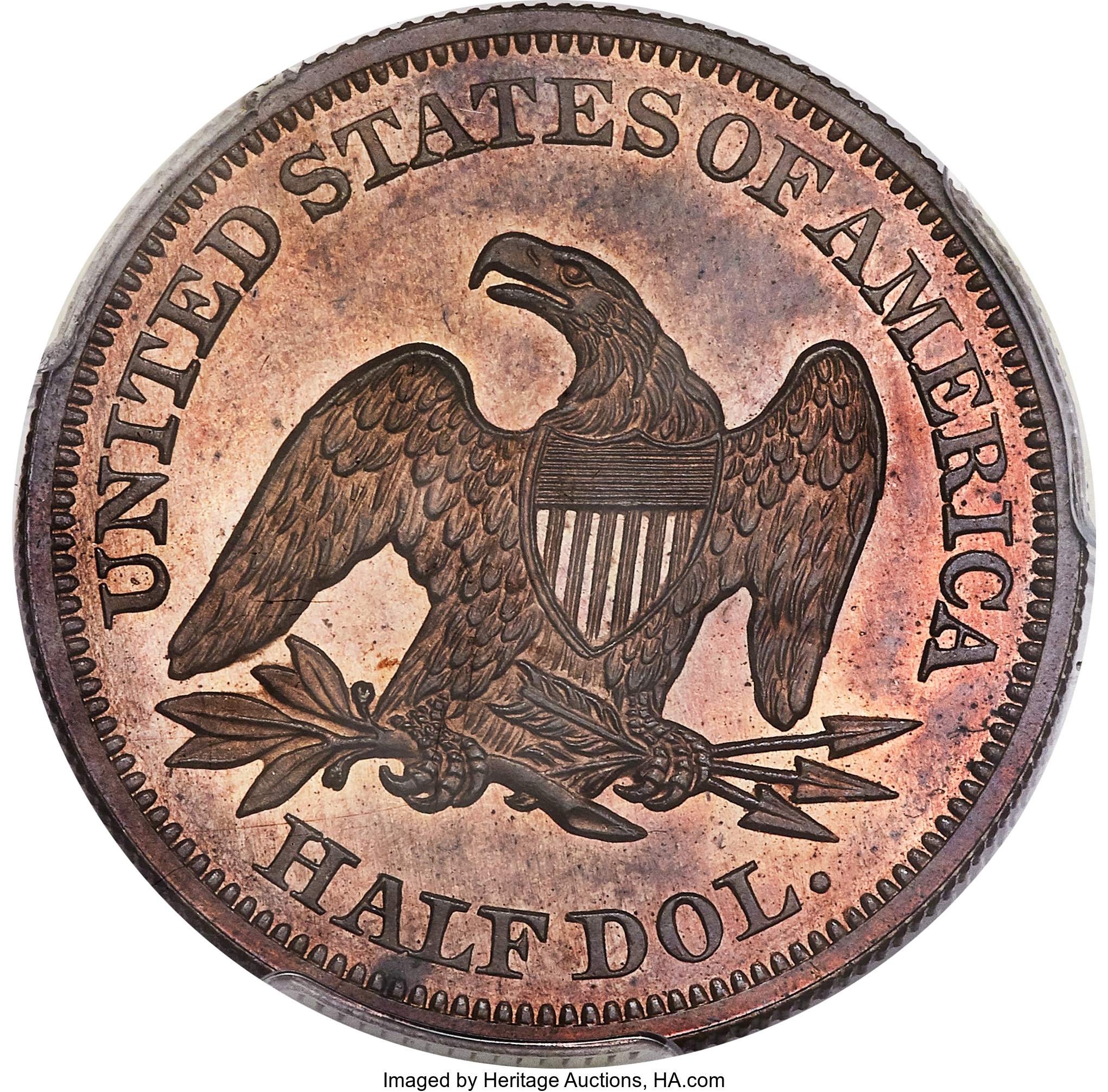 image for: 1839 P50C Half Dollar, Judd-98 Restrike, Pollock-108, High R.7, PR64+ Red and Brown PCGS. CAC....