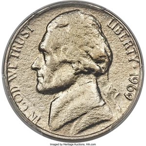 image for: 1969-S 5C Jefferson Nickel -- Struck Through Sanding Disc -- PR65 PCGS....