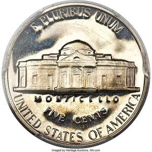 image for: 1969-S 5C Jefferson Nickel -- Struck Through Sanding Disc -- PR65 PCGS....