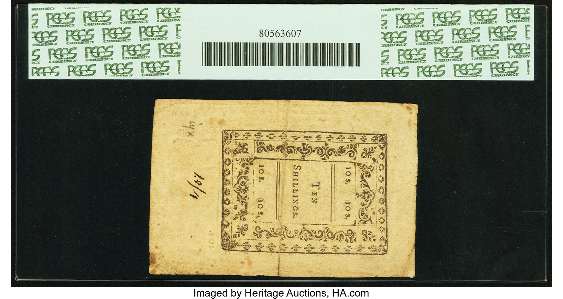 image for: Rhode Island June 16, 1775 10s PCGS Apparent Extremely Fine 40....