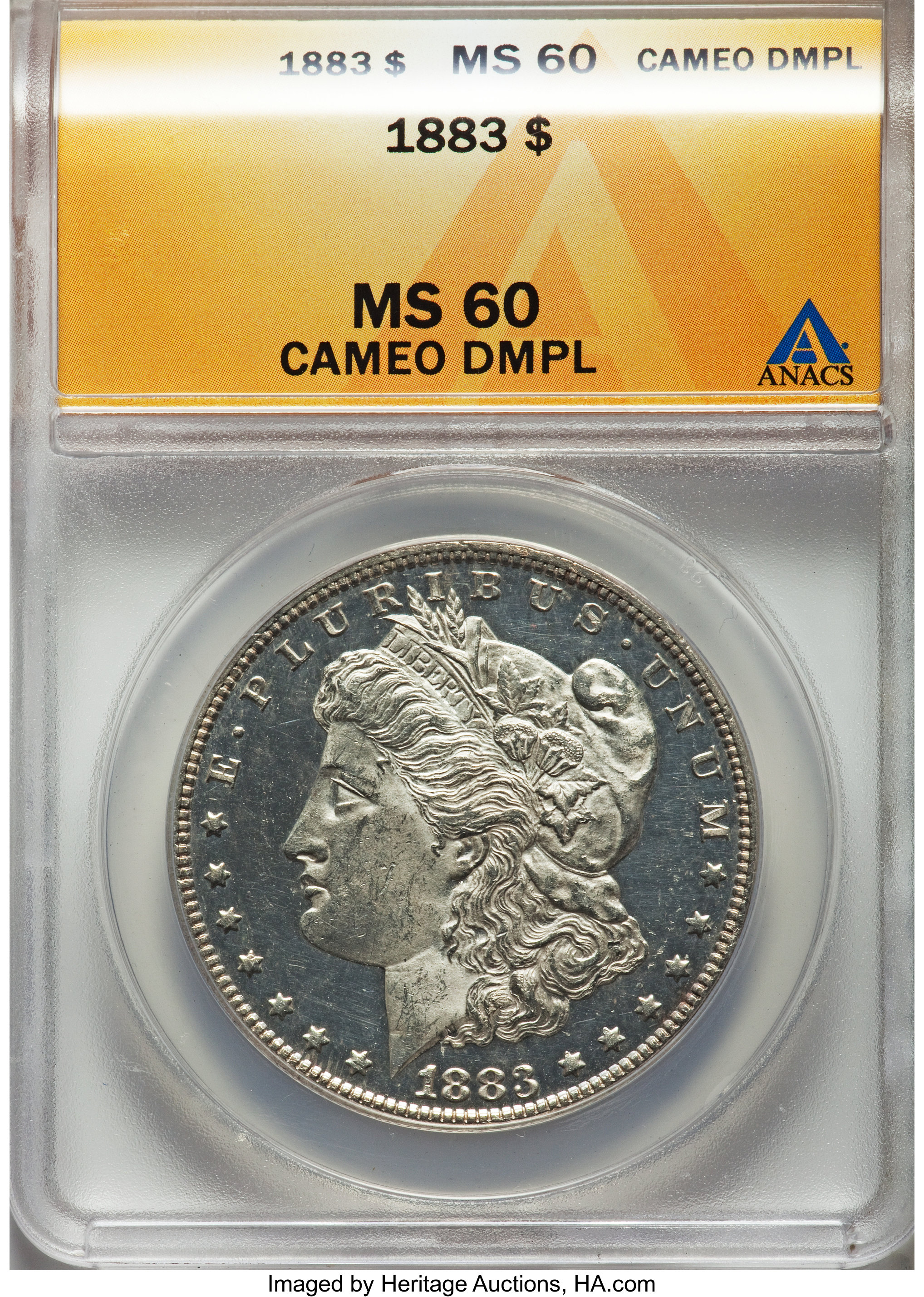 1883 $1 MS60 Cameo Deep Mirror Prooflike ANACS. NGC Census: (3/345). PCGS Population: (5/798)....