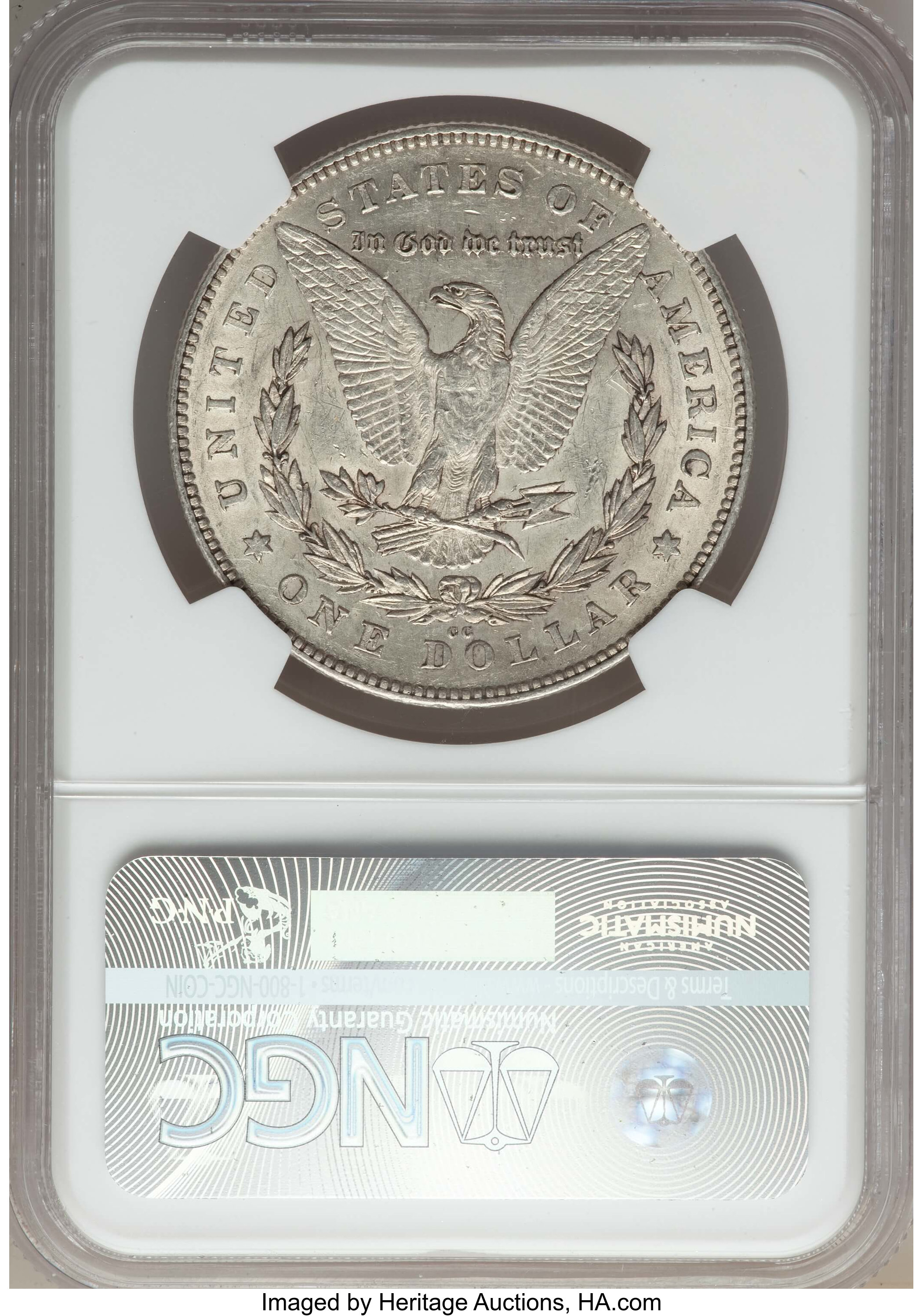 1880-CC $1  Reverse of 1878, 8/7 AU55 thumbnail 2