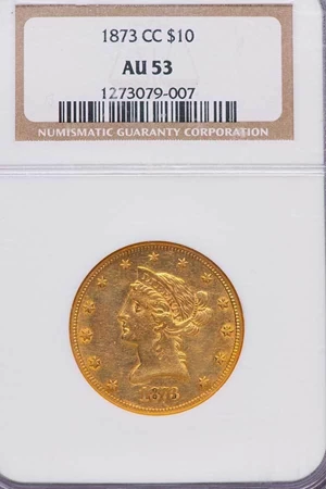 image for: $10 1873-CC NGC AU53