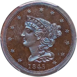 image for: 1/2C 1845 RESTRIKE. PCGS PR66 BN CAC