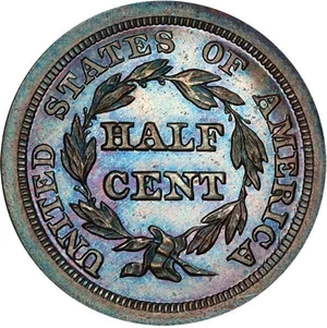 image for: 1/2C 1845 RESTRIKE. PCGS PR66 BN CAC