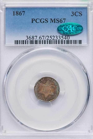 image for: 3CS 1867 PCGS MS67 CAC