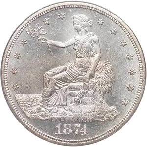 image for: T$1 1874-S CHOP MARK. PCGS MS64