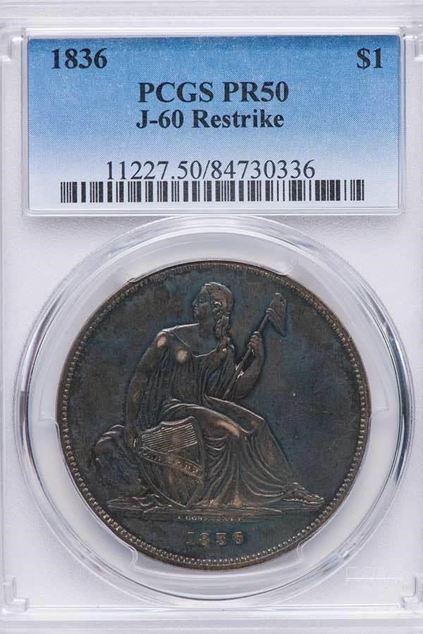 image for: $1 1836 GOBRECHT. J-60, RESTRIKE. PCGS AU50