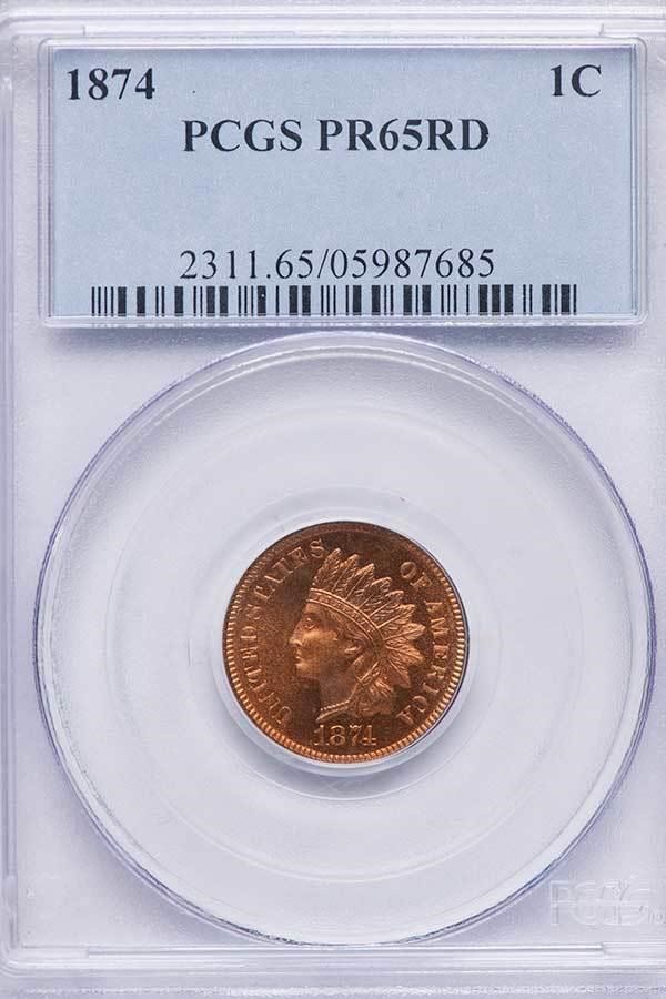 image for: 1C 1874 PCGS PR65 RD