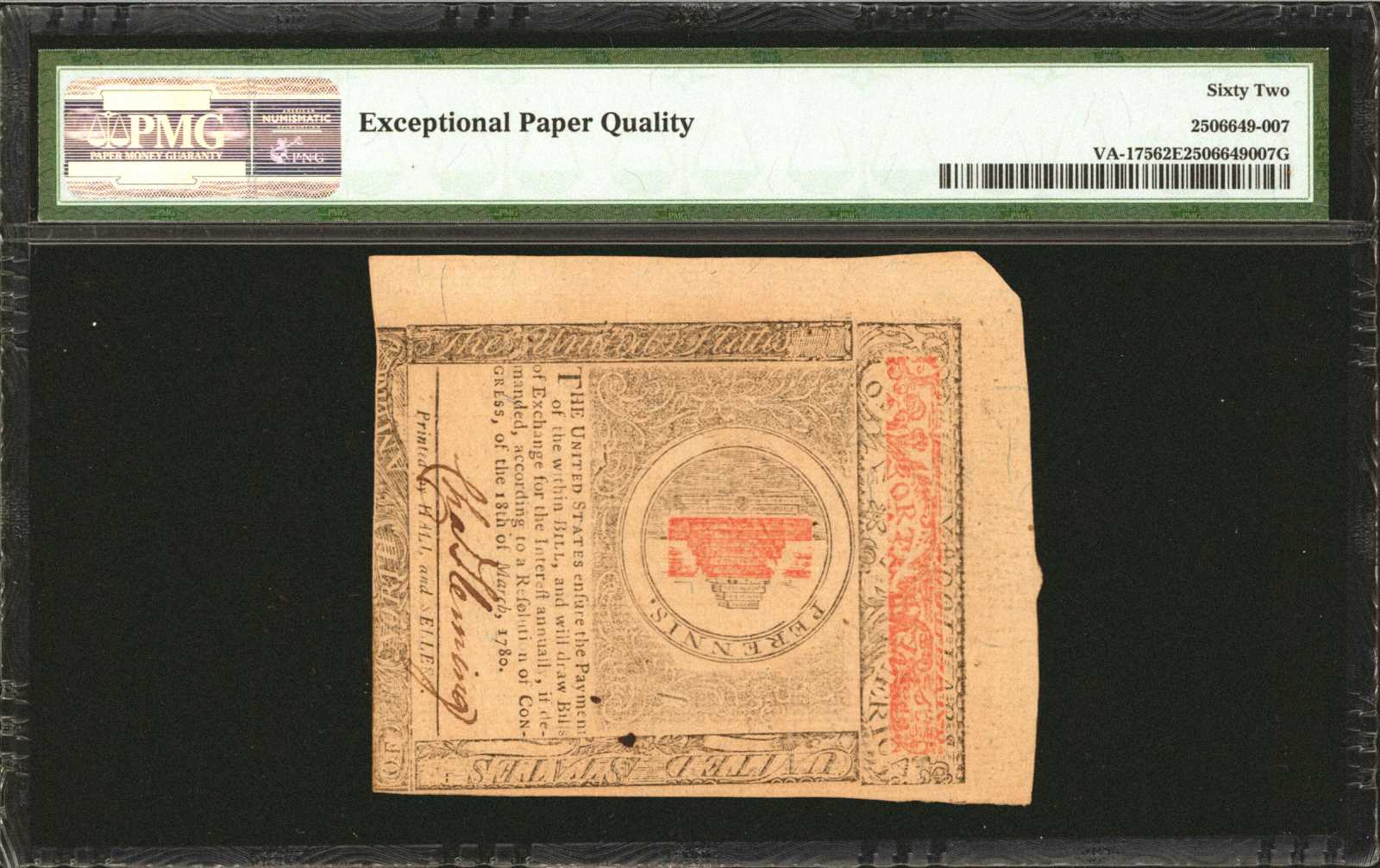 image for: VA-175. Virginia. May 1, 1780. $5. PMG Uncirculated 62 EPQ.