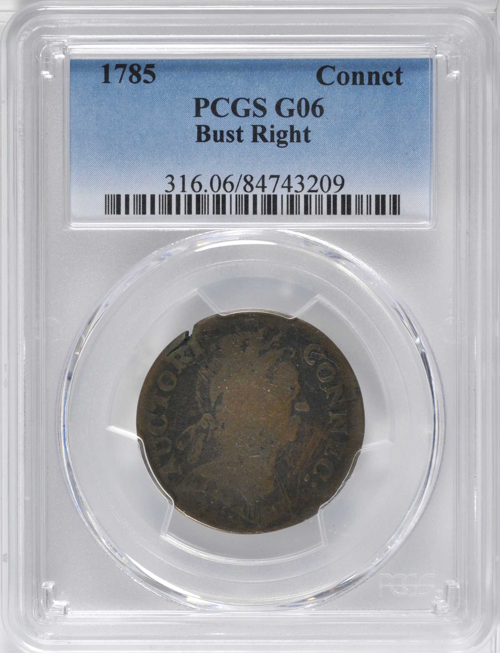 1785 Copper Connecticut, Bust Right MS BN G6 BN thumbnail 4